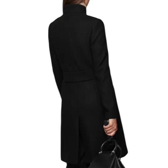 Reiss Lanston Wool Longline Slim fit Overcoat Coat in Black Size 8 - Picture 3 of 10